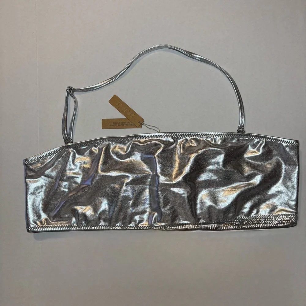 Skims Nickel (Silver Metallic) Bandeau Bikini Top size 3X NWT